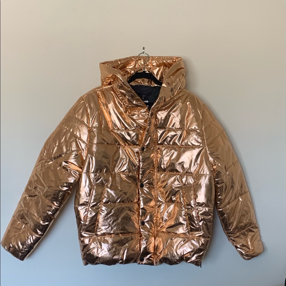 H&M Mens Metallic Look Puffer Jacket - Size M